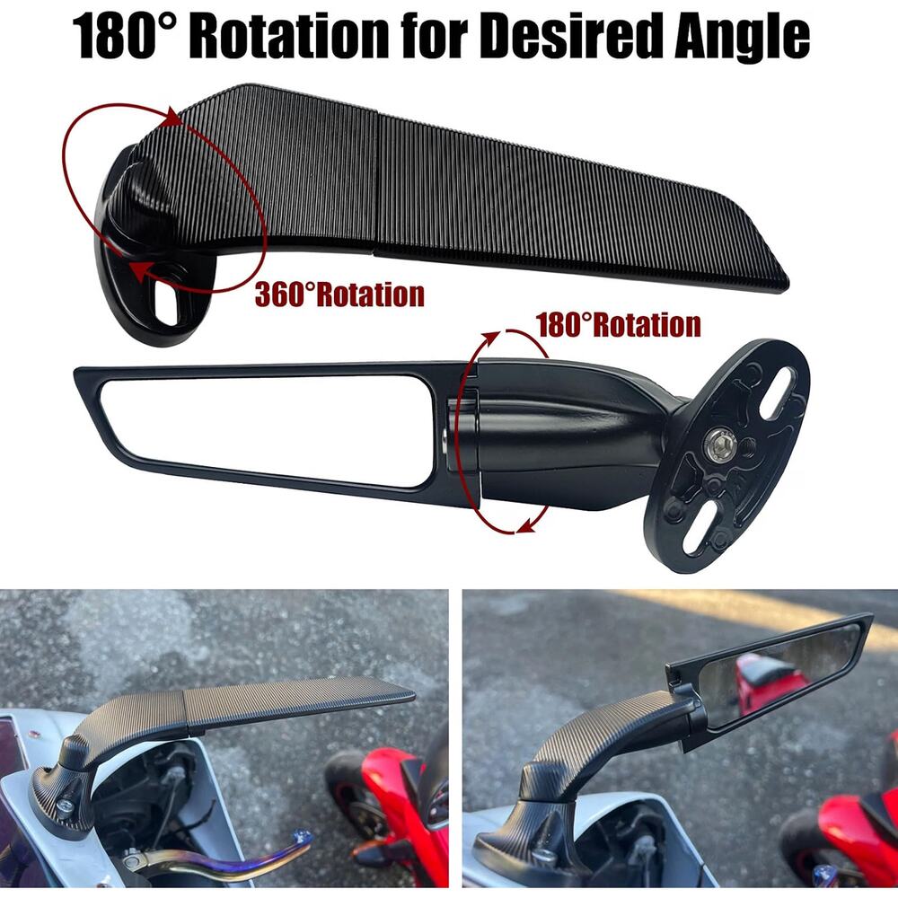 Motorcycle Mirrors Stealth Wind Wing Side Rearview Mirrors Compatible With Kawas - Picture 3 of 5